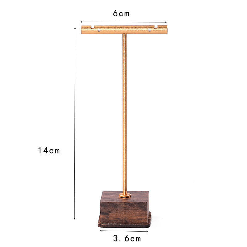 胡桃木金属耳钉耳环展示架吊坠项链挂架迷你饰品店首饰收纳架批发