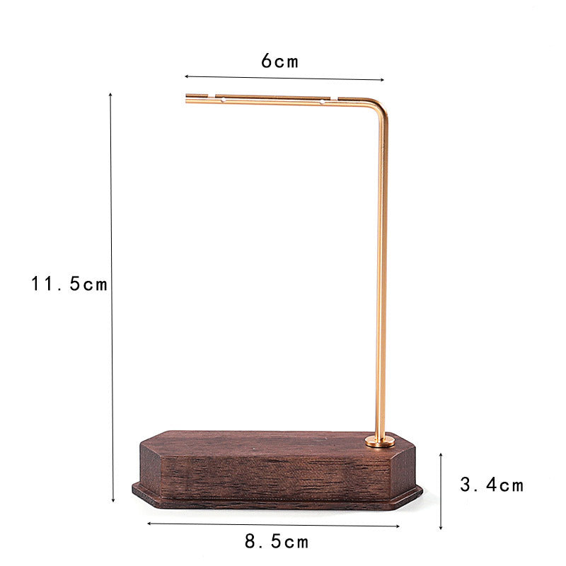 胡桃木金属耳钉耳环展示架吊坠项链挂架迷你饰品店首饰收纳架批发